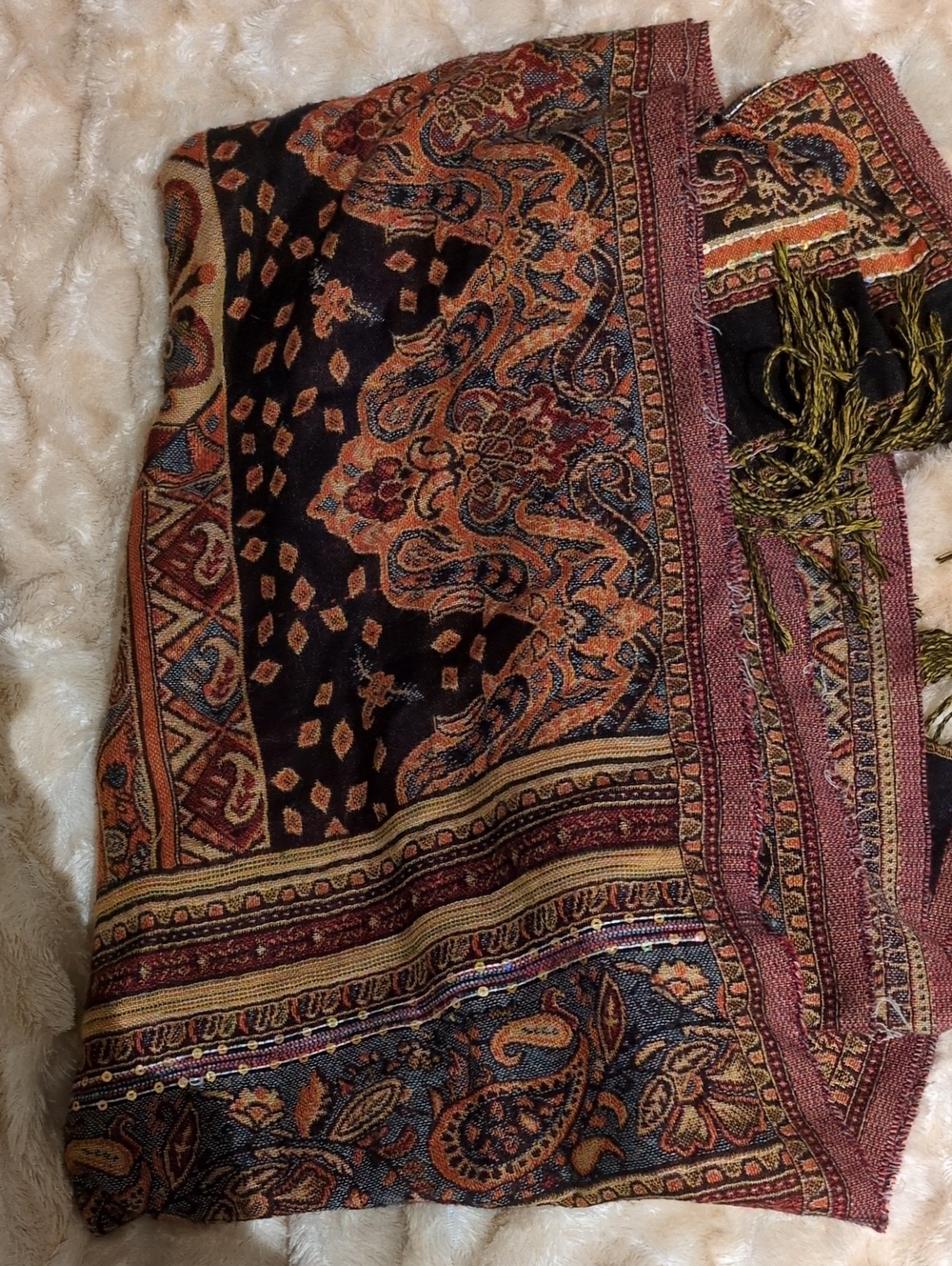 Paisley Pattern Black and Rust Wrap Skirt